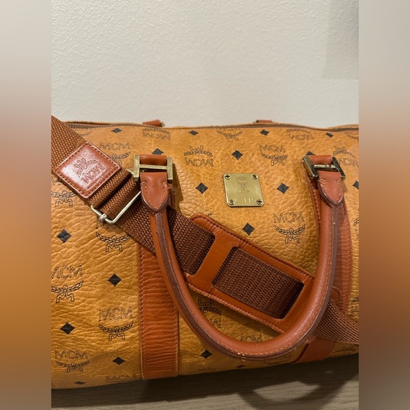 MCM Cognac Visetos Coated Canvas Stark Weekender 50 Duffel Bag - Picture 8 of 14